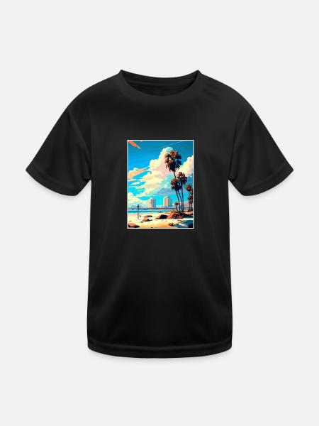 Long Beach Kalifornien Cali Vintage Reiseposter - Kinder Funktions-T-Shirt - Schwarz - Vorne