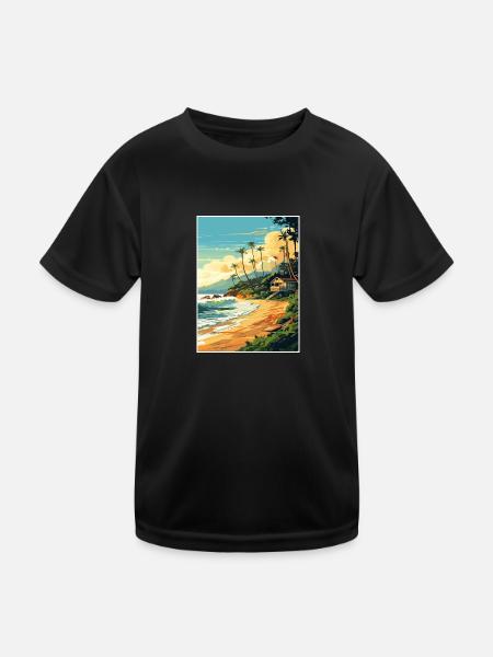 North Shore Hawaii Vintage Travel Poster Souvenir - Kids Functional T-Shirt - black - Front