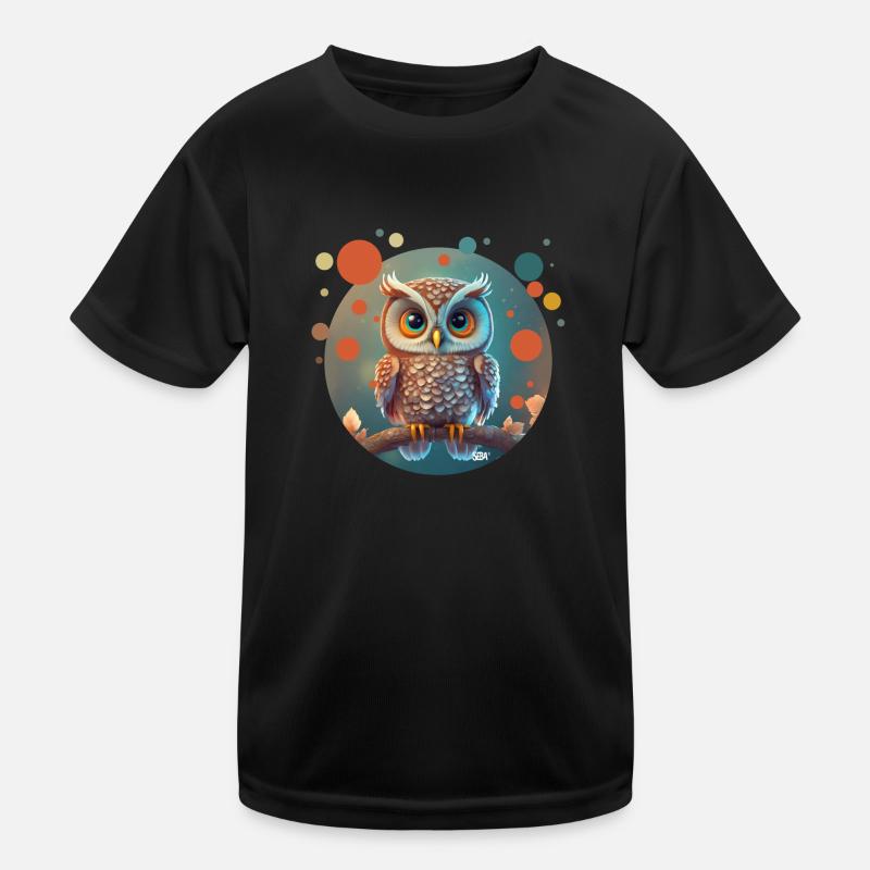 Niedliche Eule - Kinder Funktions-T-Shirt - Schwarz