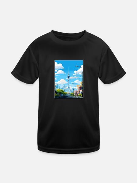 Auckland Neuseeland Neuseeland Vintage Reiseposter WPA - Kinder Funktions-T-Shirt - Schwarz - Vorne