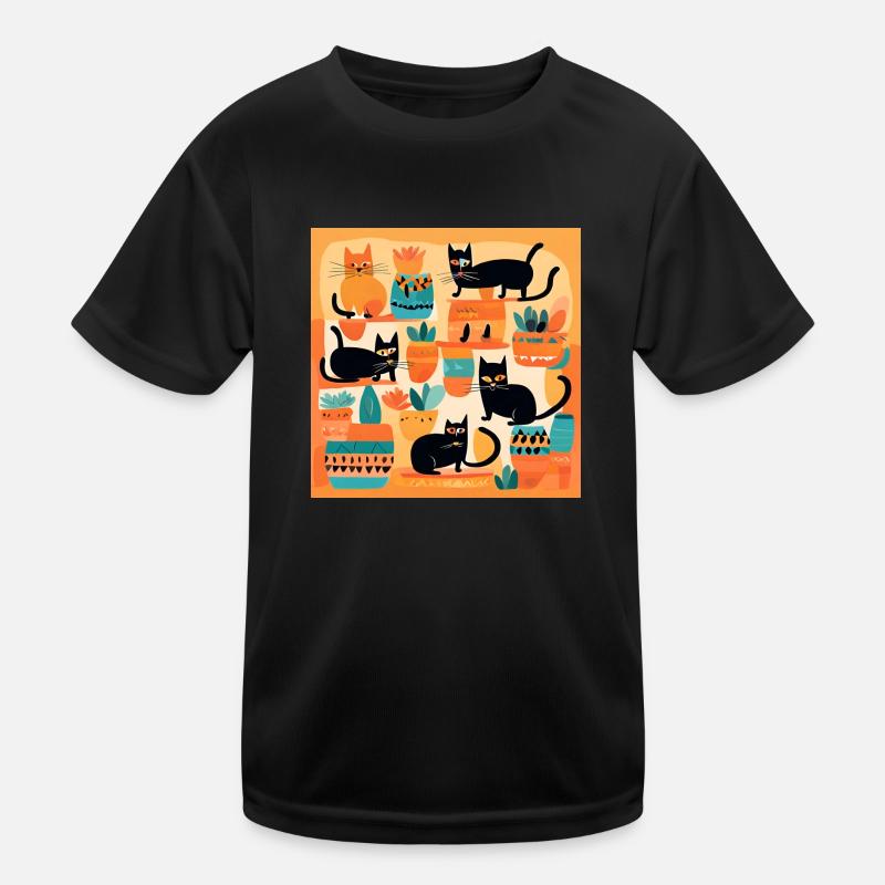 Boho Chats Abstrait Plantes 2 T-shirt sport Enfant