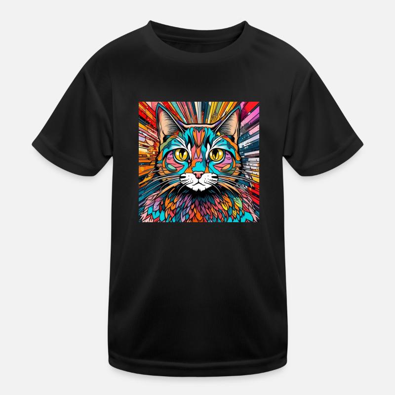 Tête de Chat Chat Chat Coloré T-shirt sport Enfant