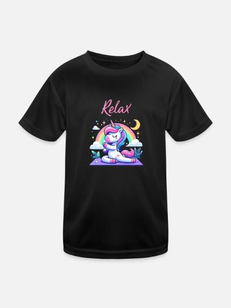 Yoga Licorne - T-shirt sport Enfant - noir - Devant