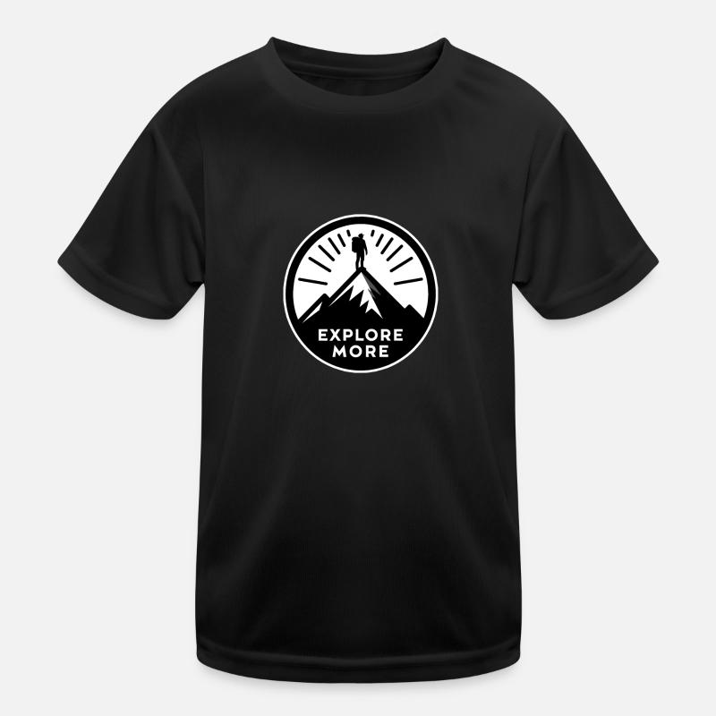 Explore more - Wanderer - Kinder Funktions-T-Shirt - Schwarz
