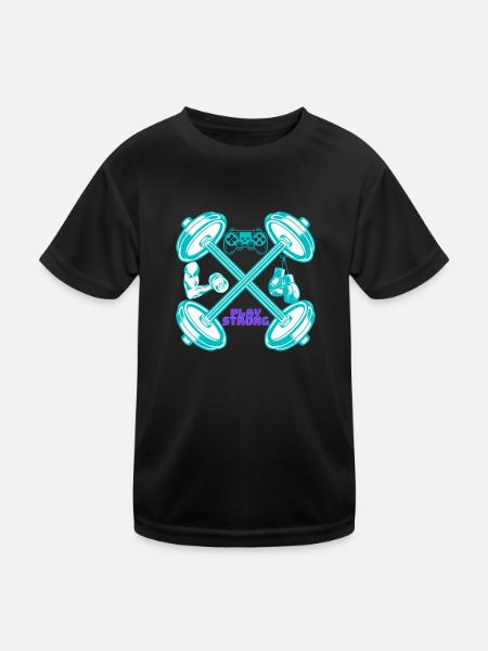 PlayStrong - gamer shirt - Kids Functional T-Shirt - black - Front