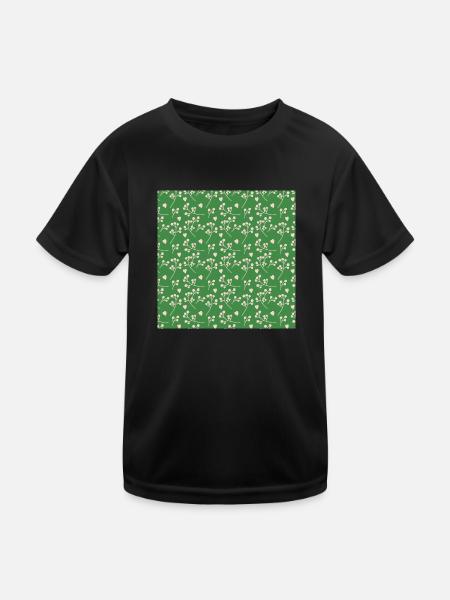 Blume-Blatt-Muster Flower Leaf Pattern - Kids Functional T-Shirt - black - Front