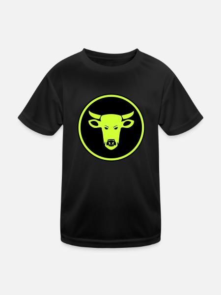 cow rind - Kinder Funktions-T-Shirt - Schwarz - Vorne