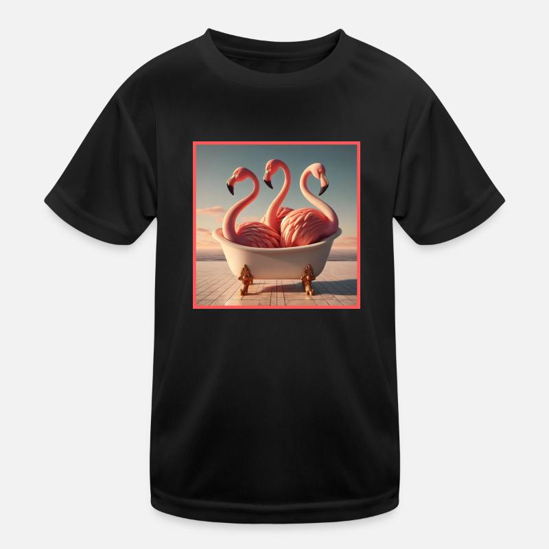 Flamingos in der Badewanne Kinder Funktions-T-Shirt