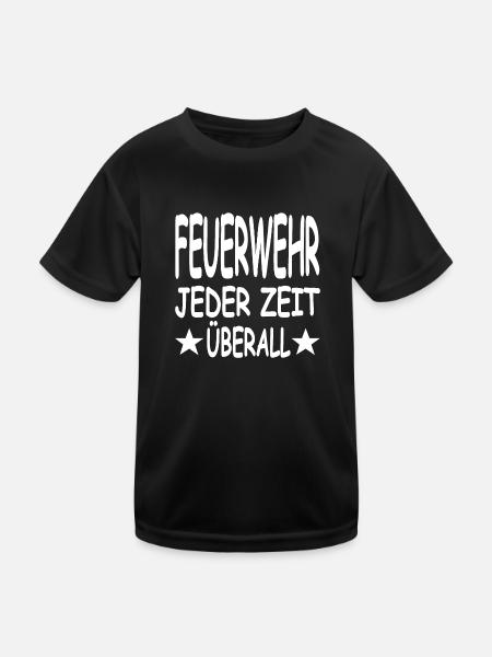 Feuerwehr - Kinder Funktions-T-Shirt - Schwarz - Vorne