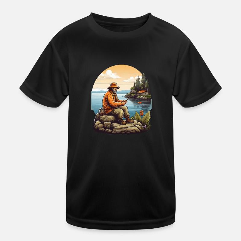 Fisherman Angler Kids Functional T-Shirt
