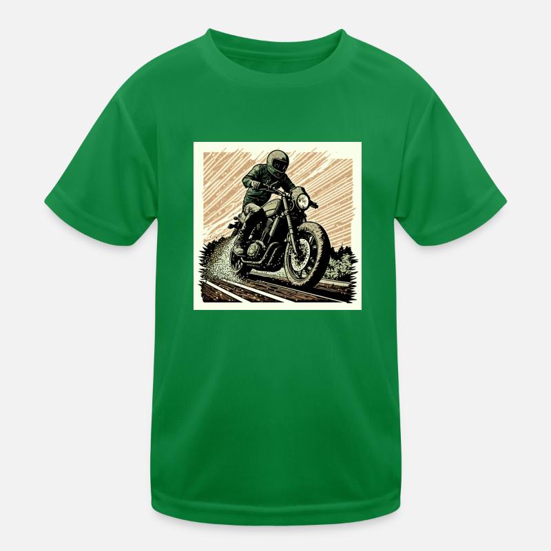 Caferacer vert orange T-shirt sport Enfant