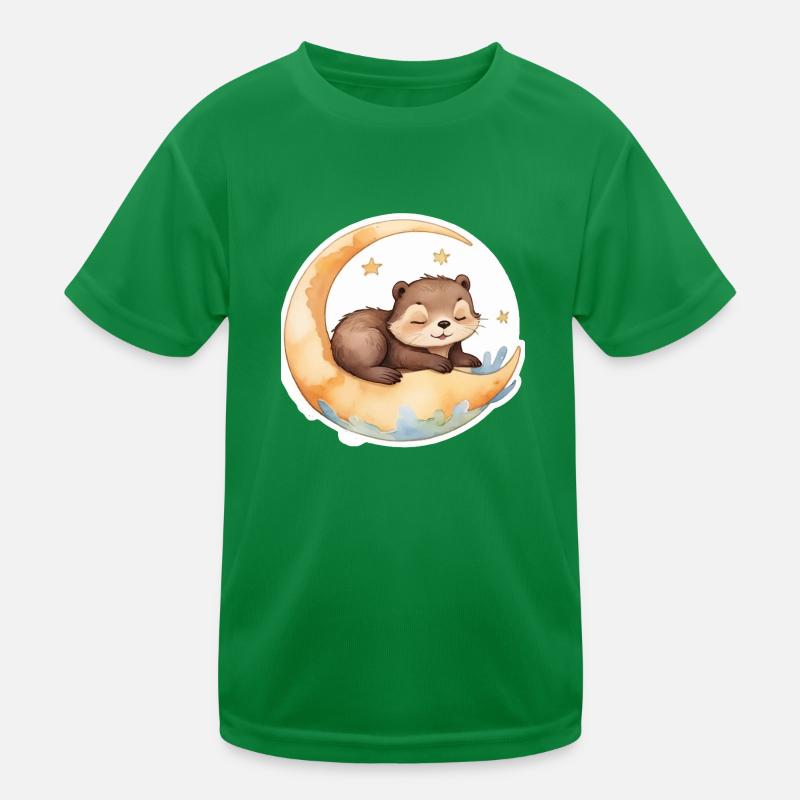 Otter sitting in the moon Kids Functional T-Shirt