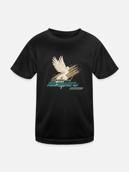 Angelic Divine Messenger Guardian Angel Winged - Kids Functional T-Shirt - black - Front