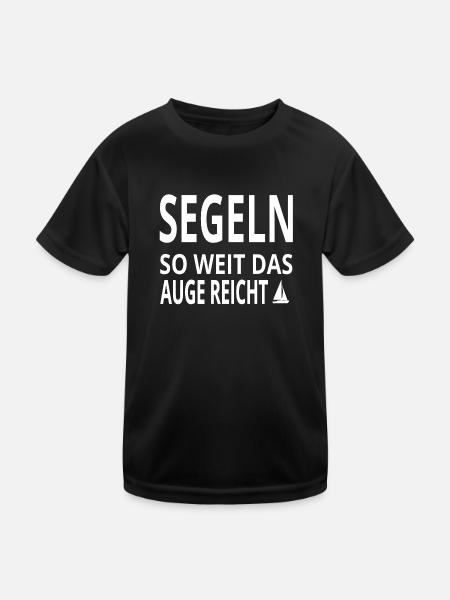 Segeln - Kinder Funktions-T-Shirt - Schwarz - Vorne