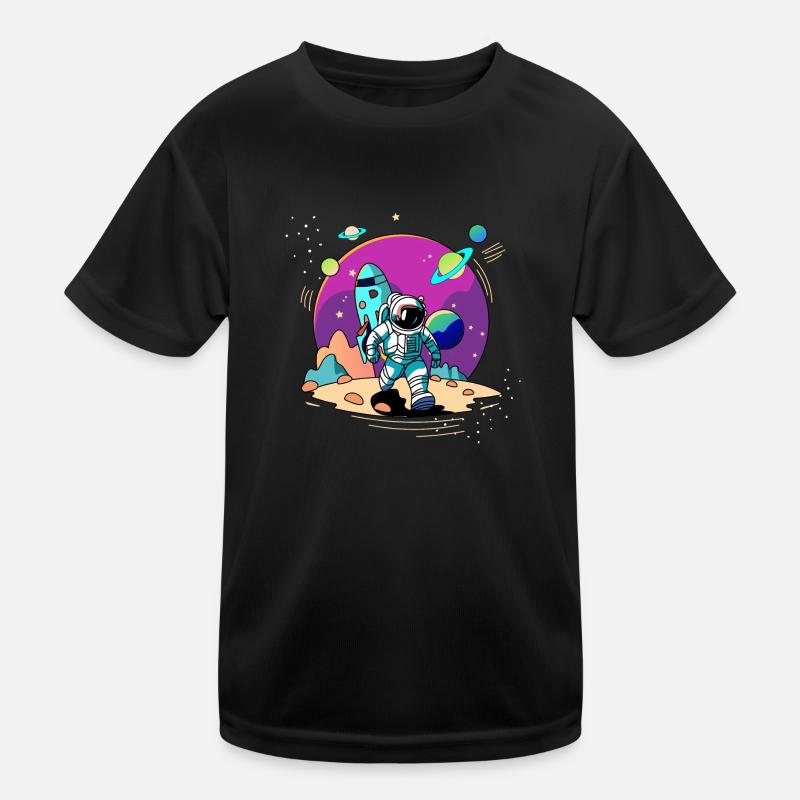 Astronaute de l’espace marchant dans une planète extraterrestre et une fusée T-shirt sport Enfant
