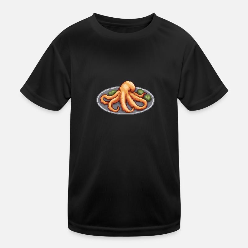 Octo-Pixel-Platte - Kinder Funktions-T-Shirt - Schwarz
