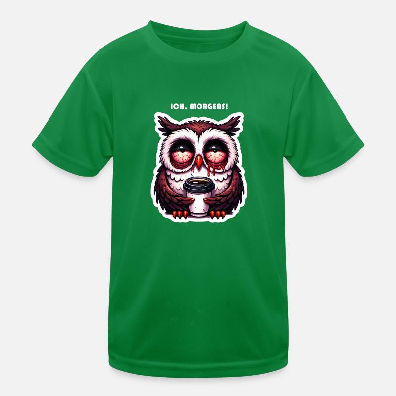 Eule verschlafen mit Kaffee Kinder Funktions-T-Shirt