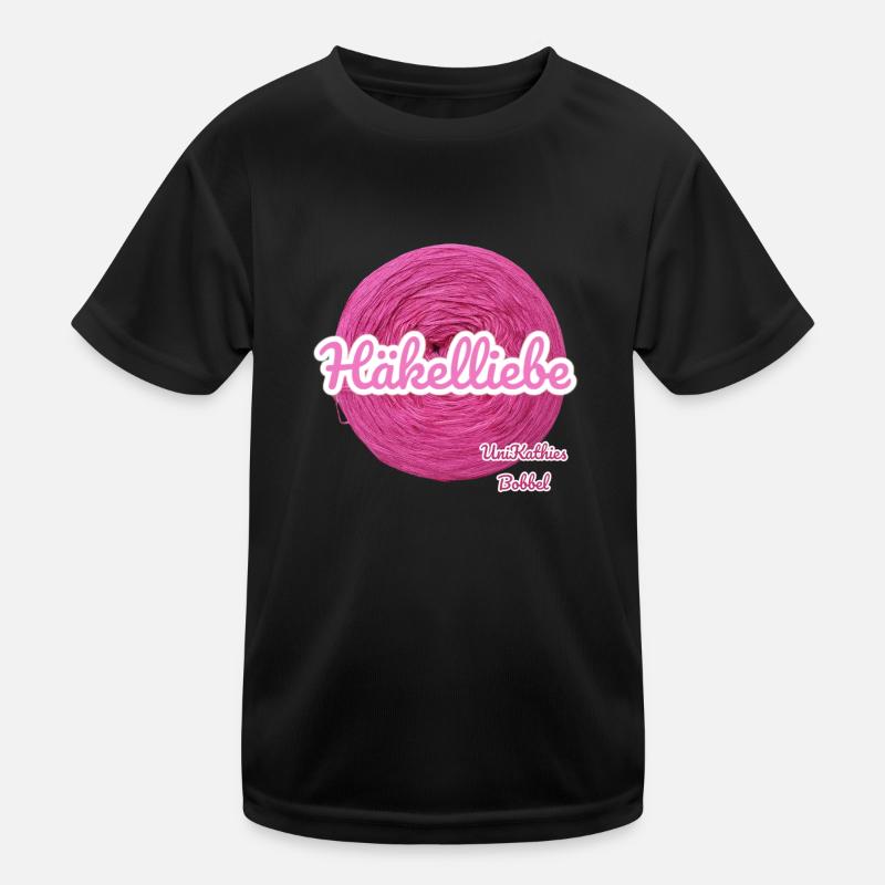 Häkelliebe - Kinder Funktions-T-Shirt - Schwarz