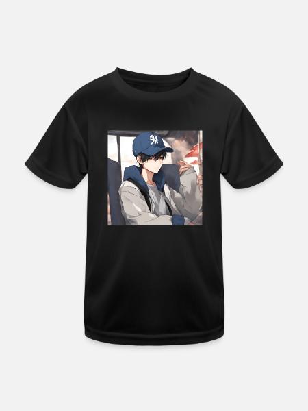 Geek boy anime - Kids Functional T-Shirt - black - Front