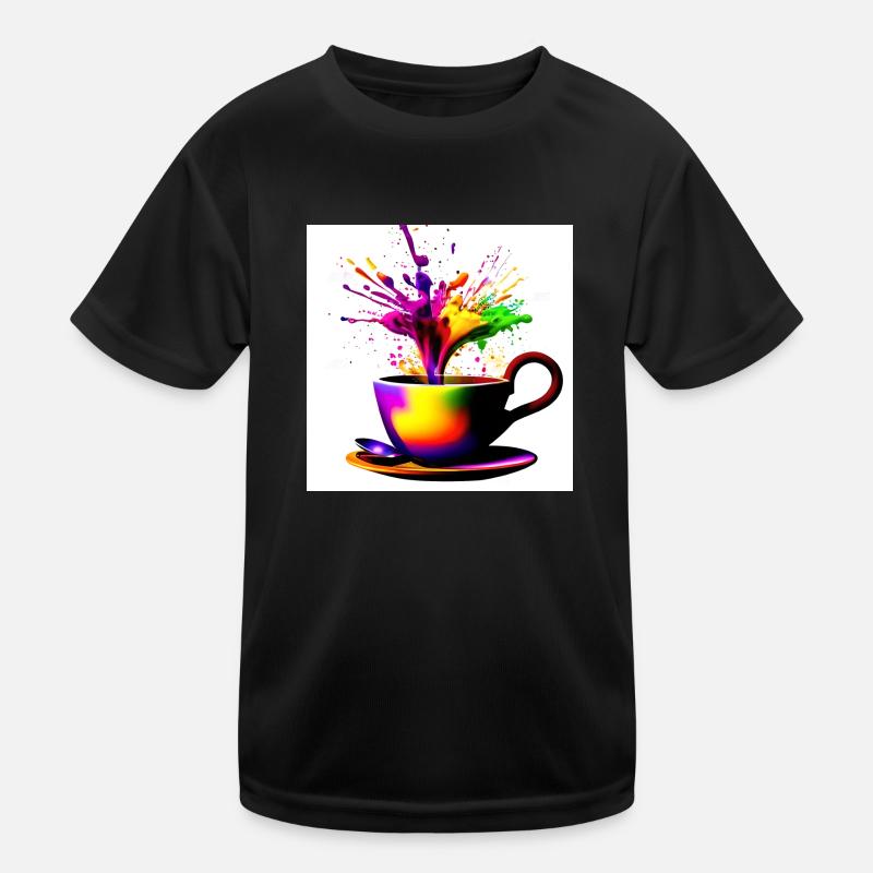 Coffee cups colorful 36 - Kids Functional T-Shirt - black