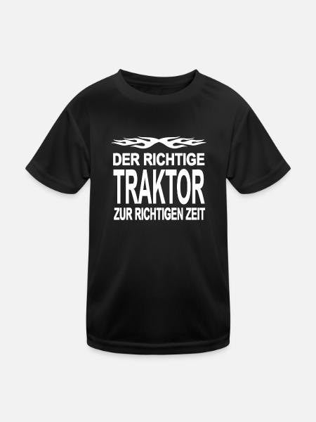 Traktor - Kinder Funktions-T-Shirt - Schwarz