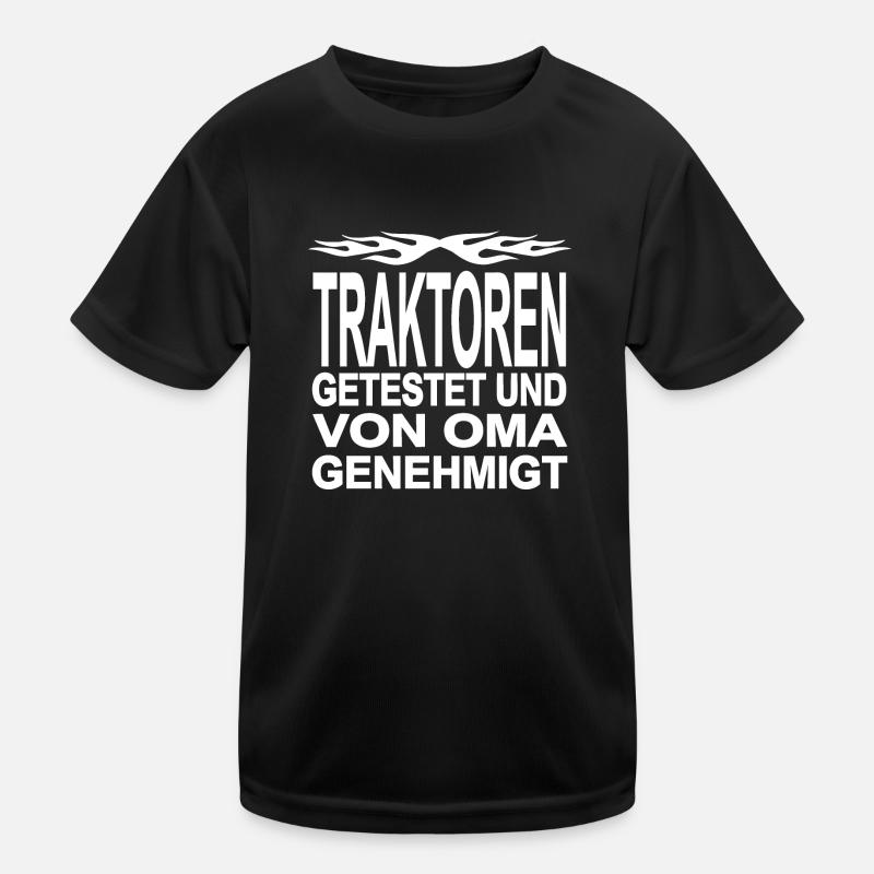 Traktor - Kinder Funktions-T-Shirt - Schwarz