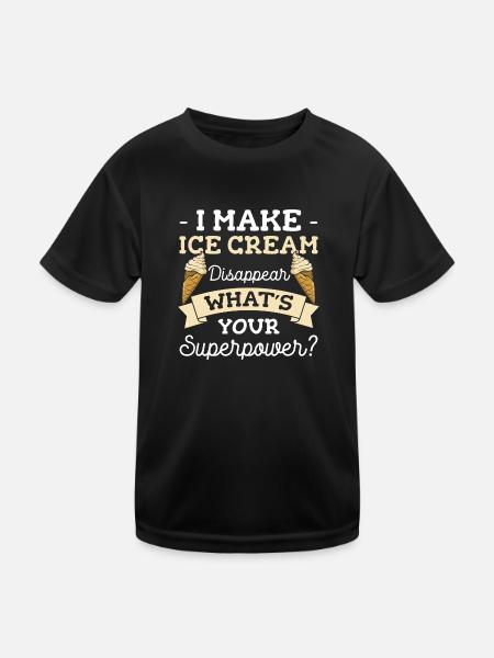 Eiscreme Eiskugel Naschen Speiseeis - Kinder Funktions-T-Shirt - Schwarz - Vorne