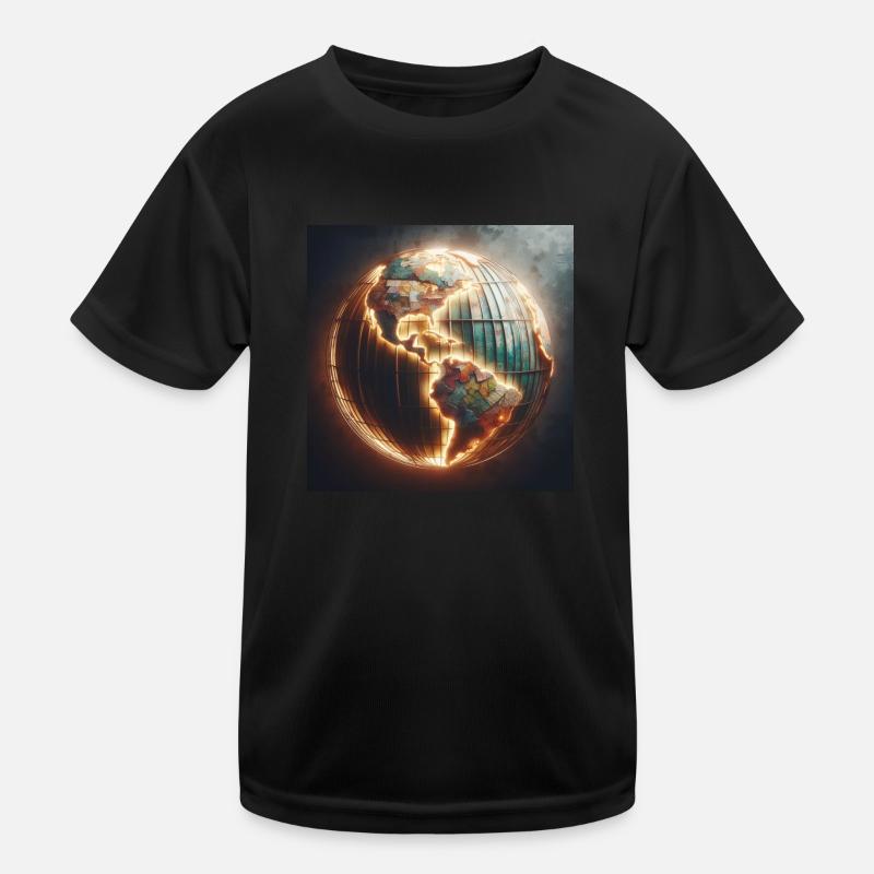 Leuchtender Erdball Kinder Funktions-T-Shirt