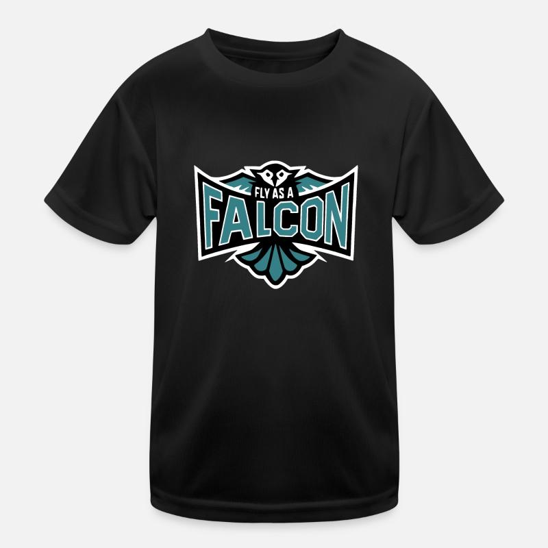 Fly As A Falcon - Grey Blue Kids Functional T-Shirt