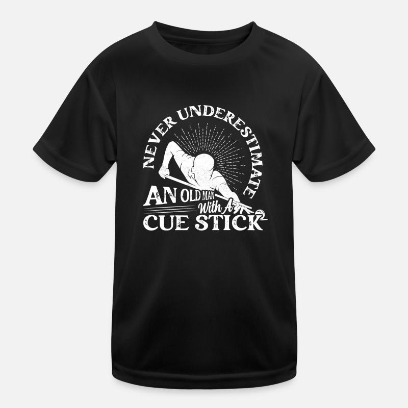 An Old Man With A Cue Stick Billiard Player Billar Kinder Funktions-T-Shirt