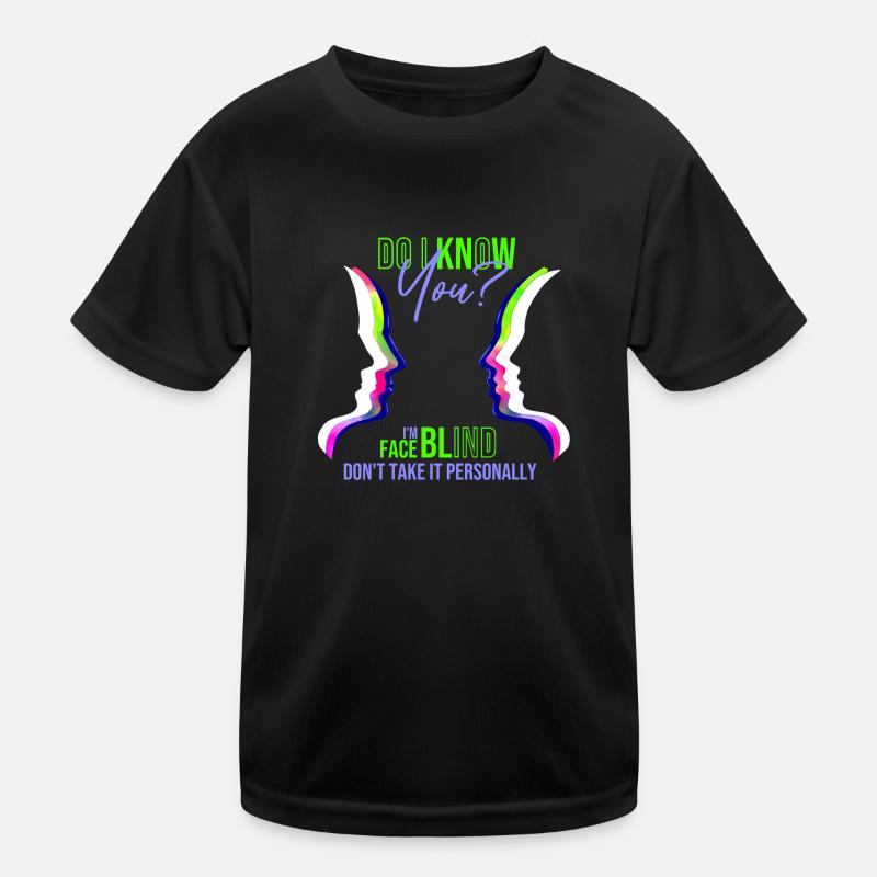 faceblind - Kinder Funktions-T-Shirt - Schwarz