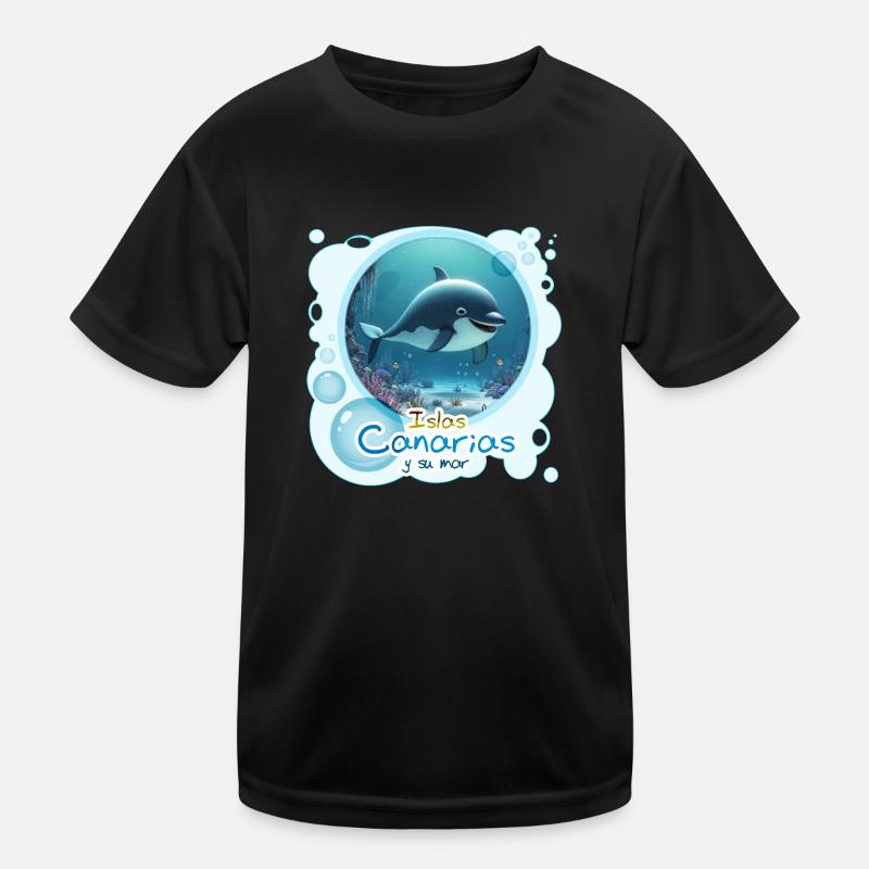 Wal - Kinder Funktions-T-Shirt - Schwarz