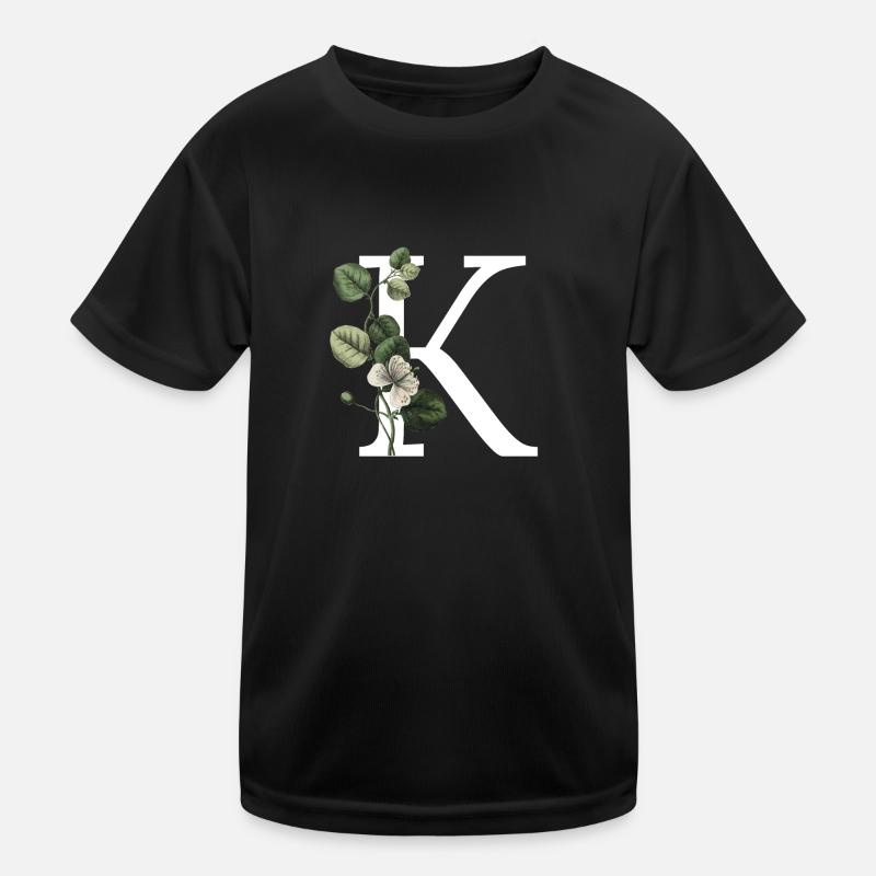 Grüner botanischer Buchstabe K Kinder Funktions-T-Shirt