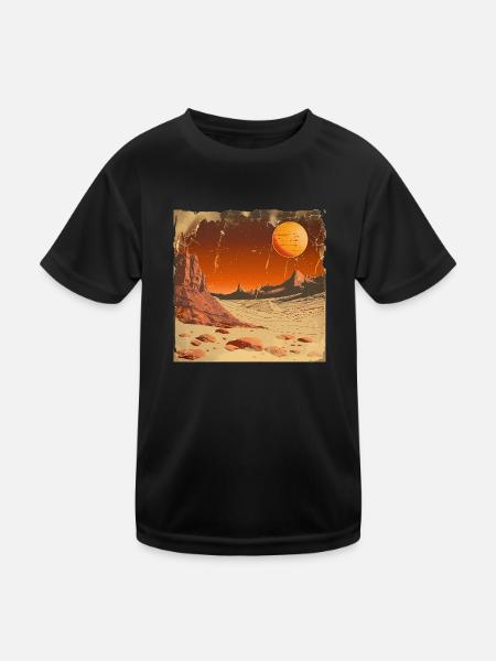 Mars - Kinder Funktions-T-Shirt - Schwarz - Vorne