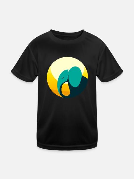 Abstrakter Elefant - Kinder Funktions-T-Shirt - Schwarz