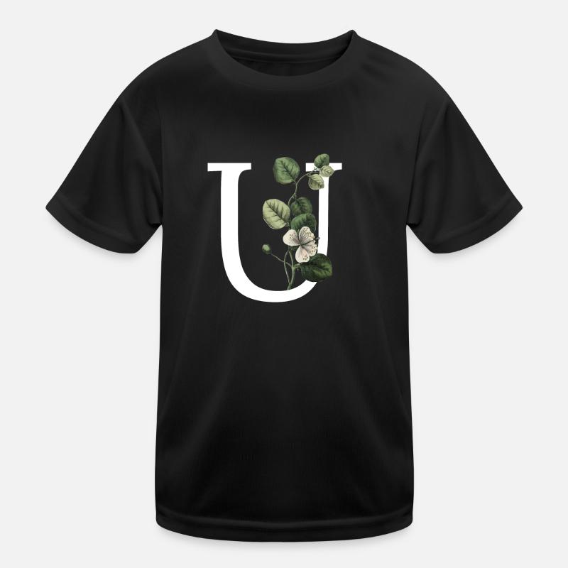 Buchstabe U Grün Botanisch Kinder Funktions-T-Shirt