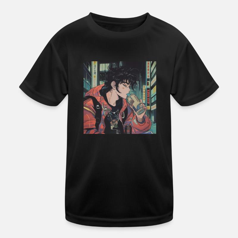 Années 80 Anime Guy Calmant Impression de mode de haute qualité T-shirt sport Enfant