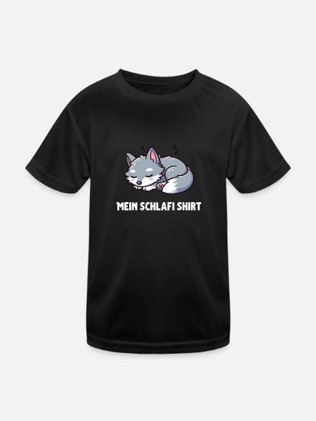 Petit loup endormi mignon - T-shirt sport Enfant - noir - Devant