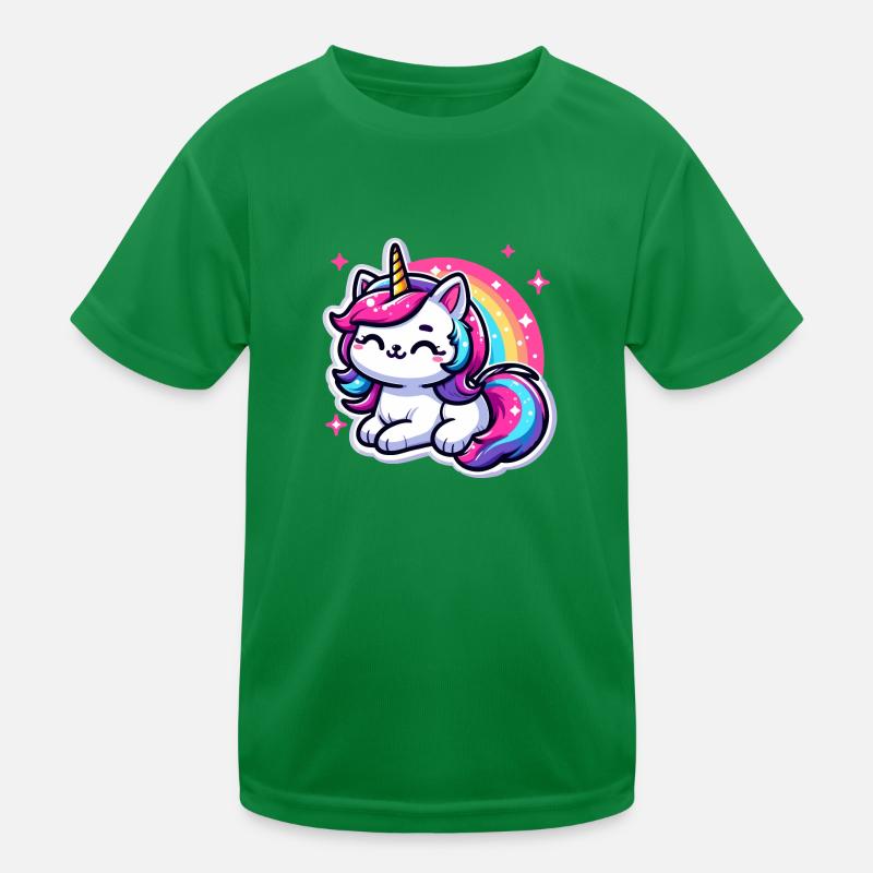 Regenbogen Einhorn Katze Kinder Funktions-T-Shirt