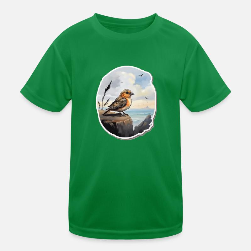 Landschaft Gemälde mit Vogel Kinder Funktions-T-Shirt