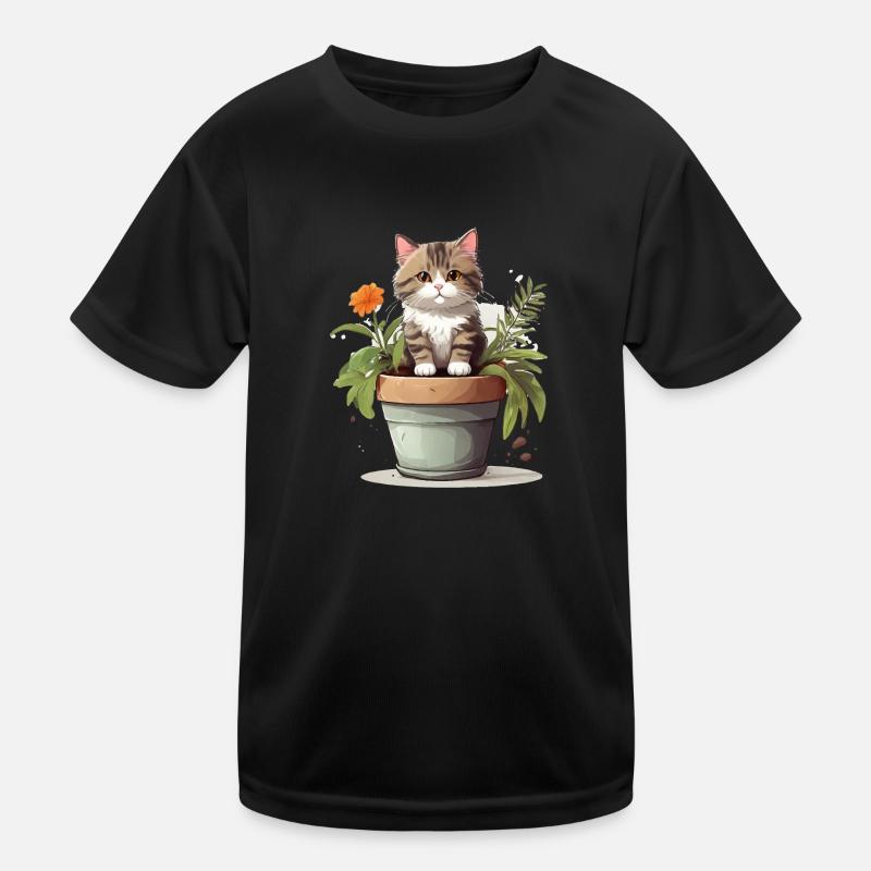 Süße Katze Blume Kinder Funktions-T-Shirt