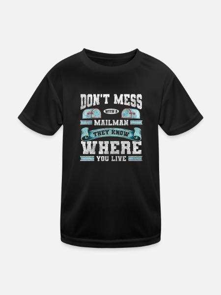 Postbote Zustellung Briefbote Bote - Kinder Funktions-T-Shirt - Schwarz - Vorne