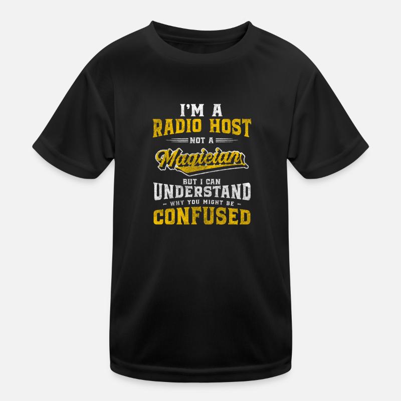Moderator Show Funkwelle Ansage Kinder Funktions-T-Shirt