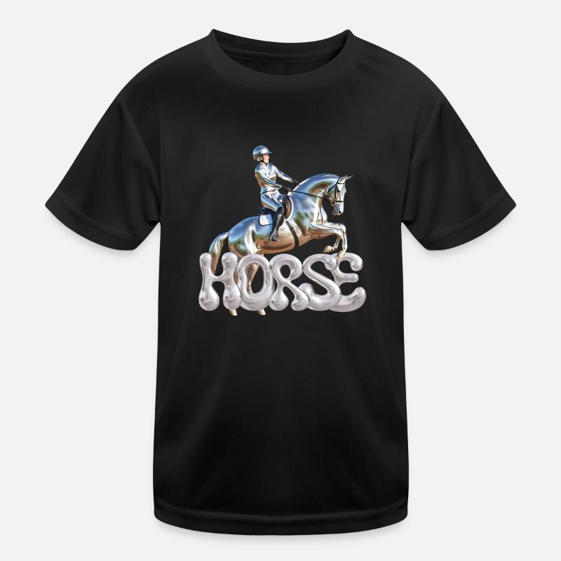 Springreiterin Chrom 2 Kinder Funktions-T-Shirt