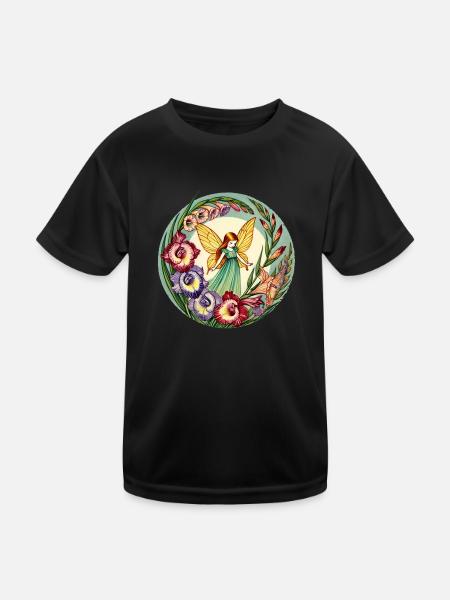 Gladiolen-Fee - Kinder Funktions-T-Shirt - Schwarz