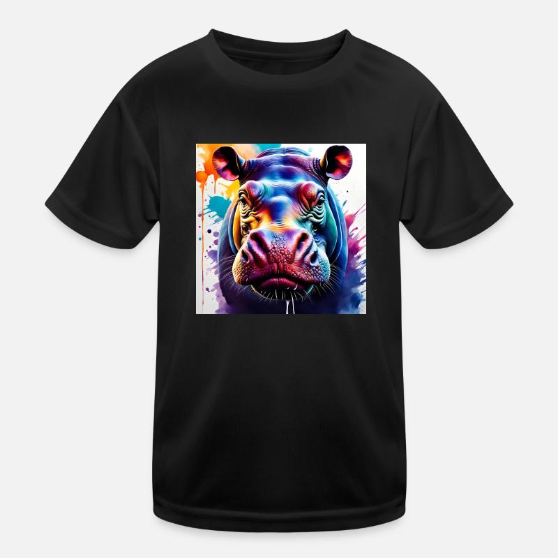Hippo coloured Kids Functional T-Shirt