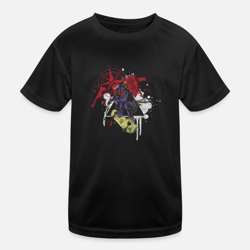 Tattoo Modern Raven Skull Kids Functional T-Shirt