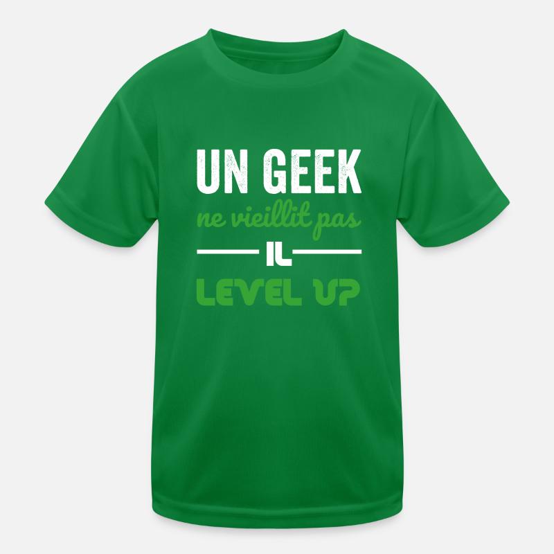 Ein Geek wird nicht alt, er steigt auf Kinder Funktions-T-Shirt