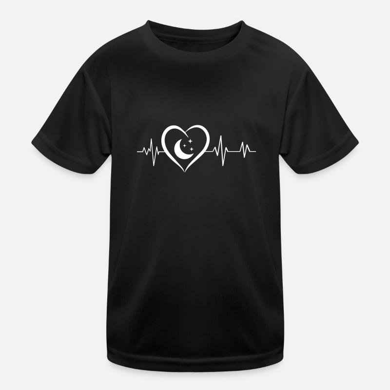 Herzschlag, Mond und Sterne Kinder Funktions-T-Shirt