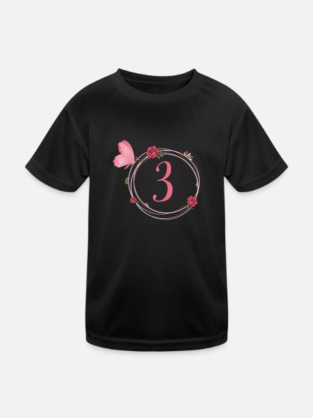 3rd birthday butterfly and flower girls - Kids Functional T-Shirt - black - Front